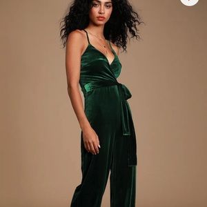 NWT green velvet jumpsuit size small